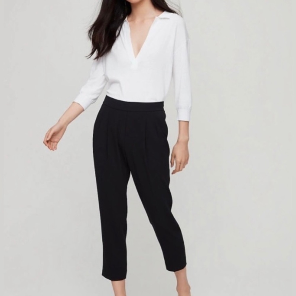 Babaton Cohen Pant | Black Microsuede Cropped Dress Pants